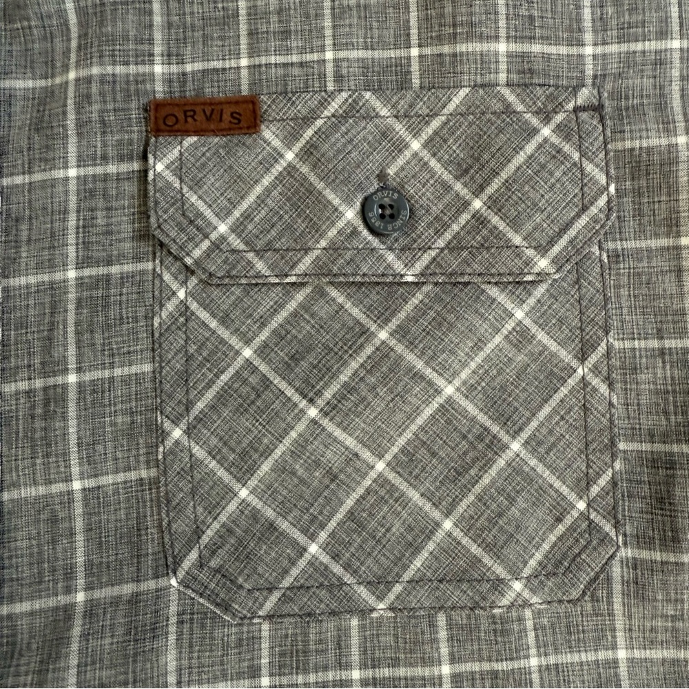 Orvis Classic Collection Gray Check Tech Shirt Men Large Outdoor Lightweight EUC - Picture 3 of 7